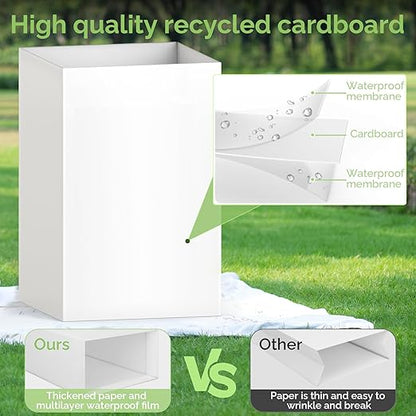 4 Pack Extra Large Disposable Trash Cans, Reusable Portable Garbage Can, 30 Gallon (30" H x 14" W x 14" D), Extra Thick Recycled Cardboard Portable Garbage Can and Recycling Bins,White