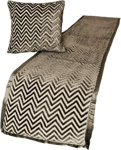 The HomeCentric King Queen Twin Grey Decorative Twin 53"x18" Bed Runner Without Pillow Cover, Crystals Bed Scarf on Velvet Fabric - Grey Crystal Chevy