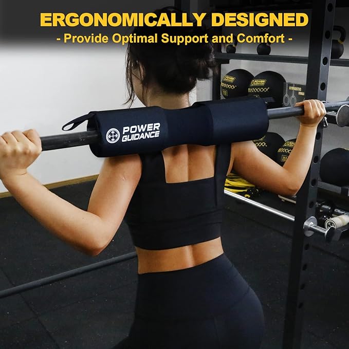 POWER GUIDANCE Barbell Squat Pad - Neck & Shoulder Protective Pad Anti-Skid Points for Squats, Lunges, Hip Thrusts, Weightlifting - Fit Standard and Olympic Bars
