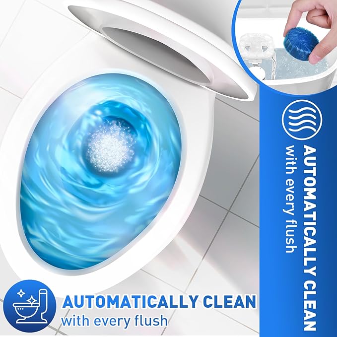 Qualirey 60 Pack Automatic Toilet Cleaner Tablets Toilet Bowl Long Lasting Bathroom Tank Tablets (Blue)