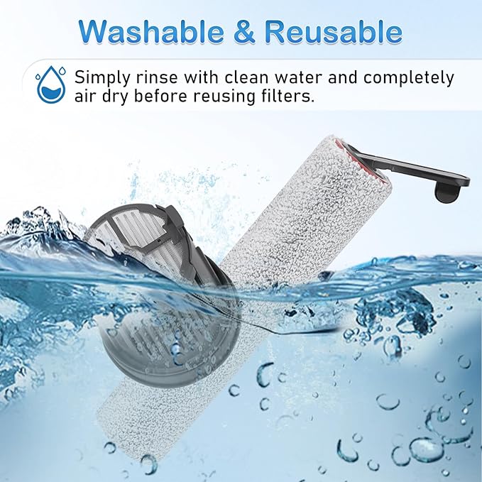 Roller Brush and Filter Replacement Compatible with Dreame H14, H14 Pro Vacuum Cleaner, Replaces Part Include 2 Rollers and 4 Hepa Filters