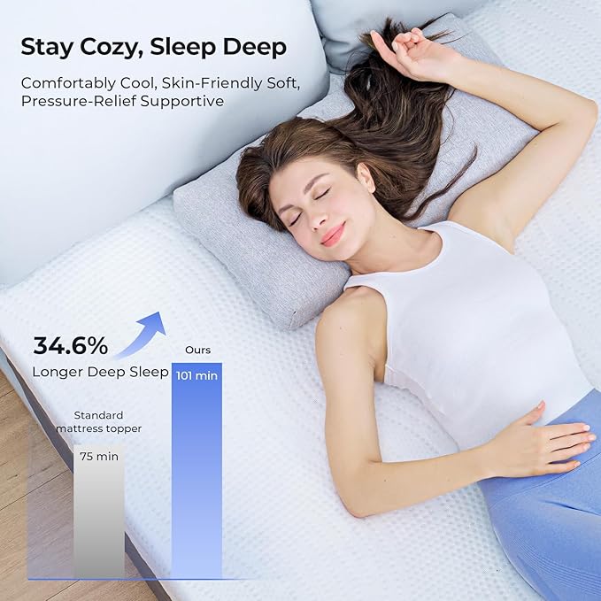 Cooling Mattress Topper Twin Size 2 Inch, Cooling Gel & Bamboo Charcoal Memory Foam Mattress Topper for Back Pain Relief, Firm Dual-Layer Foam Bed Pad with Removable Cover College Dorm