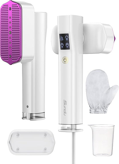 Steamer for Clothes, Sundu Portable 2-in-1 Steamer & Iron, 15s Fast Heat-up, 100ml Water Tank, Ironing Gloves, 20 Min Continuous Steam, Wrinkle Remover for Garment, Travel & Home Use (Cream White)
