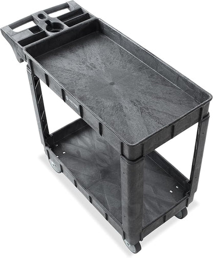 Dryser Utility Cart with Wheels, 40" x 17" Heavy Duty 550 lb. Capacity with Shelves - 2 Tier Rolling Cart with Four 5" Swivel Casters for Warehouse, Garage, Cleaning