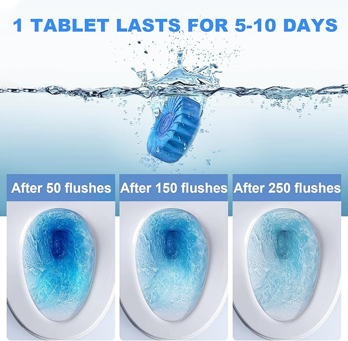 CHMI 100 Pack Toilet Bowl Cleaner Tablets, Long-lasting Bathroom Toilet Tank Cleaner.(Blue)