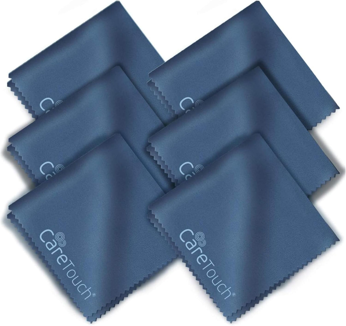 Care Touch Microfiber Cleaning Cloths, 6 Pack - Cleans Glasses, Lenses, Phones, Screens, Other Delicate Surfaces - Large Lint Free Microfiber Cloths - Eye Glass Clean Cloths - 6" x 7" (Navy Blue)
