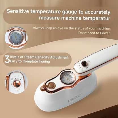 Travel Steamer for Clothes,1200W Portable Handheld Mini Garment Steamers,Steamer ＆ Iron 2 In 1,Large Ceramic Heat Panel,200ml Water Tank,20s Heat Up,White,110V-120V