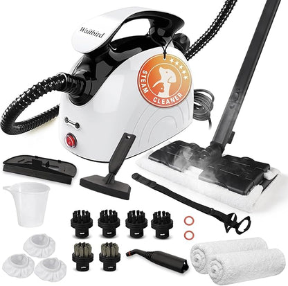 Steam Cleaner, Handheld Steamer with 21 Accessories, 248°F High-Temperature Steam for Floors, Grout, Tiles, Carpet, Cars - Portable 1.08L Tank, Child Lock, Chemical-Free Cleaning