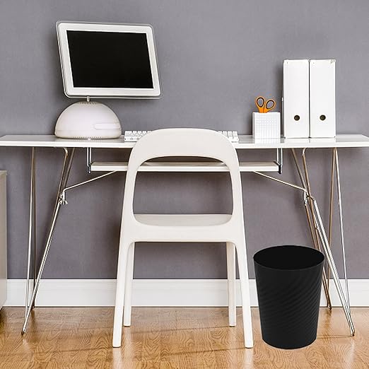UUJOLY Plastic Small Trash Can Wastebasket, Garbage Container Basket for Bathrooms, Laundry Room, Kitchens, Offices, Kids Rooms, Dorms, (Black, 1.8 Gallon/2 Pack)