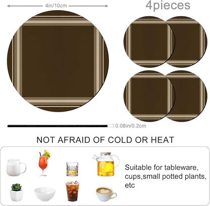 Dark Brown Coasters Set of 4 Absorbent Coasters