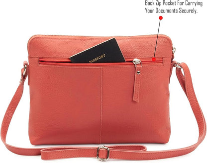 Wise Owl Accessories Small Soft Pebbled Real Leather Crossbody Handbags Purses Sling Crossover Shoulder Bag