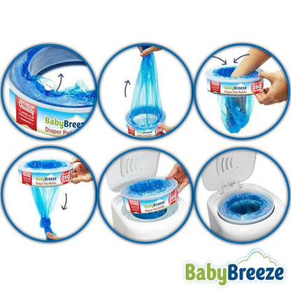 BabyBreeze Diaper Pail Refill Bags Compatible with Playtex Diaper Genie Pails Odor Absorbing Diaper Disposal Trash Bags - 840 Count (3-Pack)