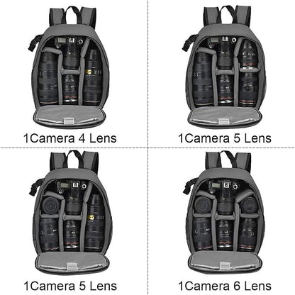 CADeN Camera Backpack Bag Professional for DSLR/SLR Mirrorless Camera Waterproof, Camera Case Compatible for Sony Canon Nikon Camera and Lens Tripod Accessories Gray
