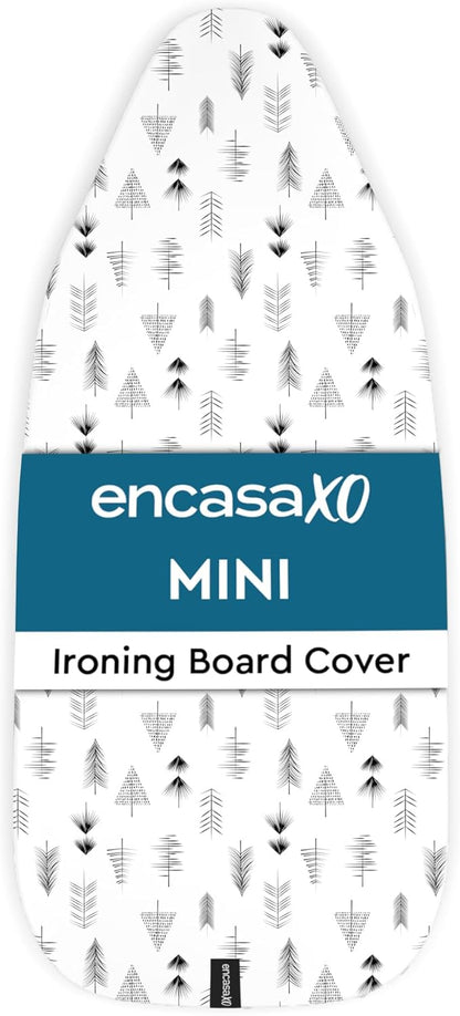 Encasa XO Ironing Board Cover and Pad 28"x12" - Thick 3mm Felt Padding, Drawstring Tightening & Lock, Easy Fit, Scorch & Stain Resistant, Fits Mini Ironing Board - White Tiles
