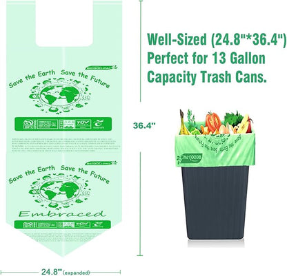 13 Gallon Compostable Trash Bags, 30 Count, Compost Bags Tall Kitchen Trash Bags with Handle, Sturdy Biodegradable Garbage Bags Food Scrap Waste Bags, ASTM D6400, US BPI Certified