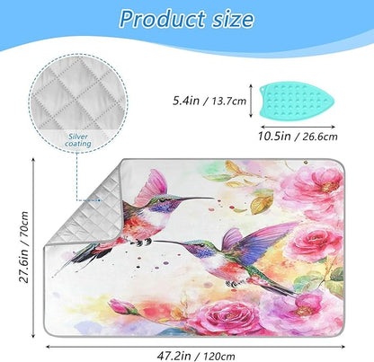 Watercolor Red Hummingbird Ironing Mat for Table top Portable Ironing Pad Blanket for Washer Dryer Countertop Travel
