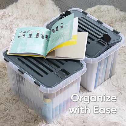 Superio 26 L Deep Storage Container with Hinged Lid (2 Pack)