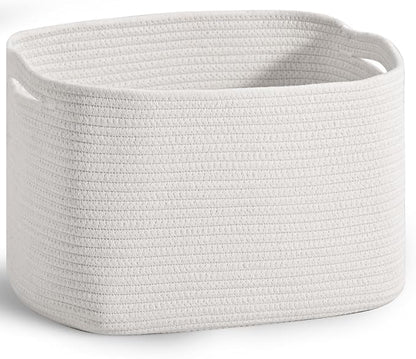 Woven Cotton Rope Storage Basket for Organizing, Cute Decorative Baskets for Gifts Empty, Organizer Bins for Dog Toy, Baby Laundry, 15“×11”×9.5“, Off White