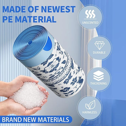 VOK 8 Gallon Trash Bags Drawstring, Printed Medium Garbage Bags with Secure Tie, Leakproof & Thick Tear-Resistant Design for Kitchen/Bathroom, Decorative Odor-Control Trash Bags,116 Counts