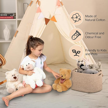 Woven Cotton Rope Storage Basket for Organizing, Cute Decorative Baskets for Gifts Empty, Organizer Bins for Dog Toy, Baby Laundry, 17“×13”×9.5“, Brown