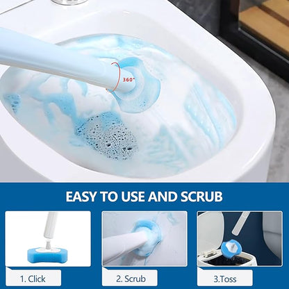 Disposable Toilet Bowl Brush and Holder, Toilet Cleaning System-2 Toilet Bowl Wand, 2 Storage Caddy&72 Toilet Brush Refills for Effective Deep Scrub Toilet, Wall-Mount Toilet Brush, 2 Pack.