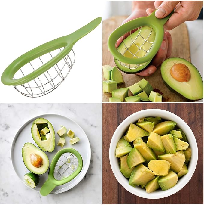Avocado Slicer 3 Piece Set - Avocado Slicer Tool, Cutter, Knife, Peeler, Pitter, Cuber, Dicer & Avocado Keeper For Everything That You Will Ever Need For Your Avocados
