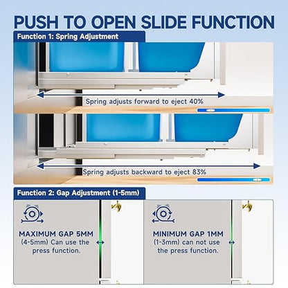 Insputer Double Pull Out Trash Can Under Cabinet with Push to Open Slides, Heavy Duty Under Sink Garbage Can Kit for Kitchen, Not Include Bin, Require 18" W X 24" D Cabinet, has Installation Video
