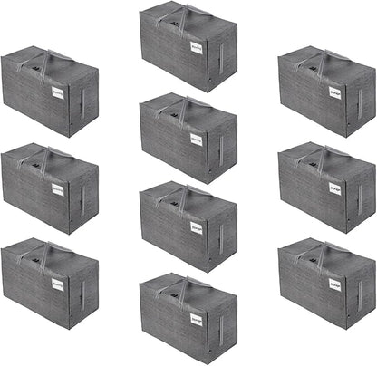 VENO 10 Pack Moving and Storage Bags, Heavy Duty, Alternative to Moving Boxes, Large Packing Totes Supplies for College Dorm Room with Zipper for Clothes, Wide Open Design (Dark Gray, 10 Pack)