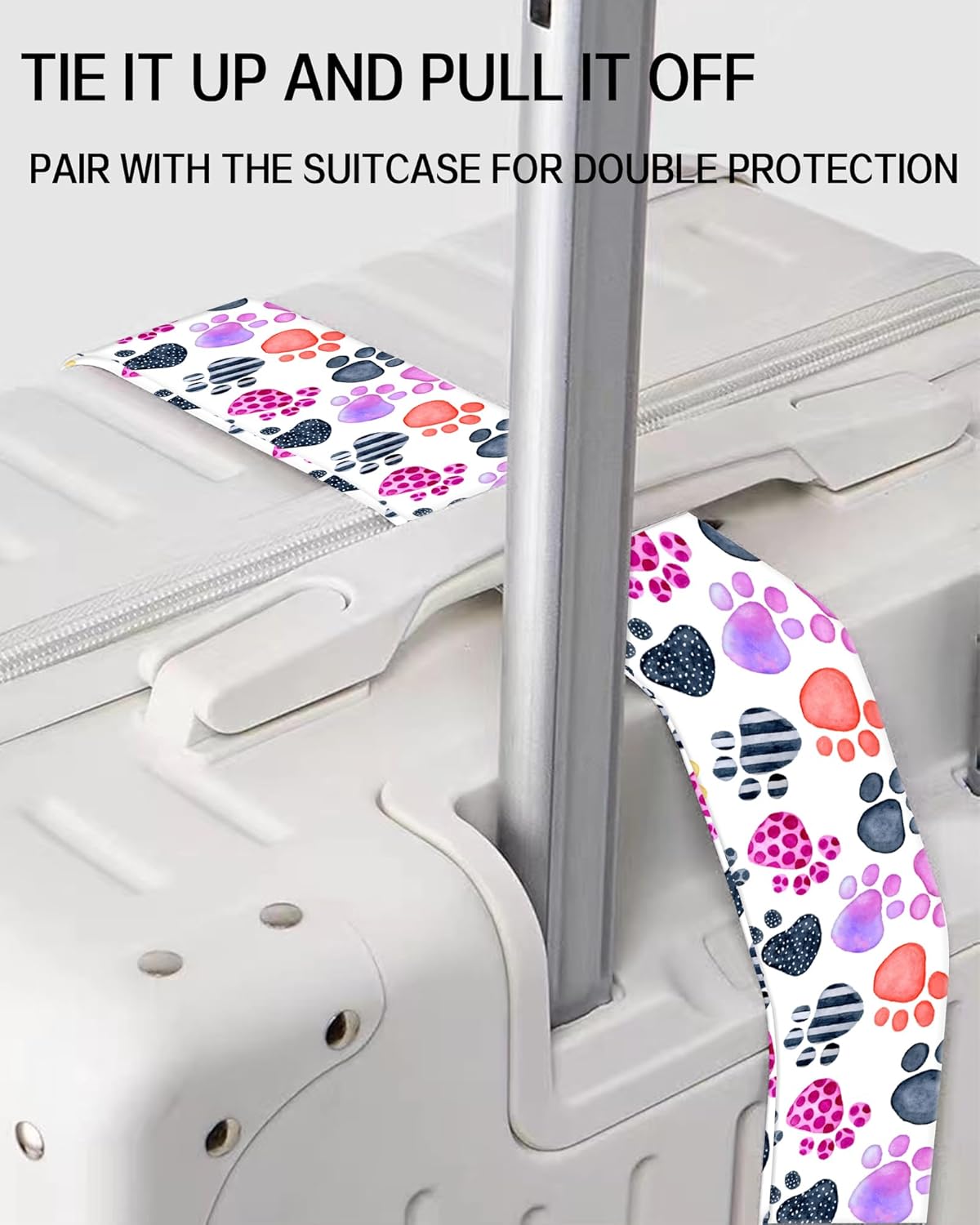 Luggage Straps for Suitcases, Adjustable Travel Belt, Durable Wide Luggage Strap, Cute Suitcase Strap Identifiers with Buckle, Bag Straps for Luggage, Cute Colorful Paws