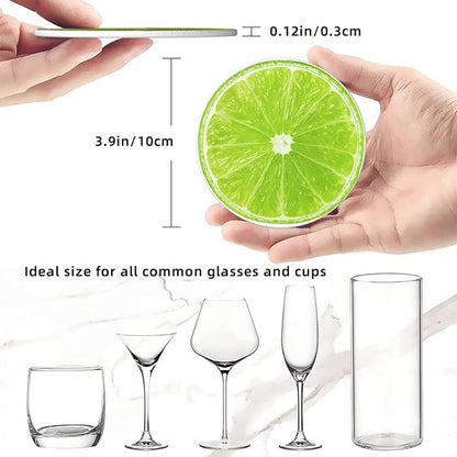 6 Pack Tropical Lime Slice Coaster