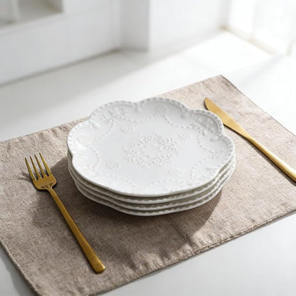 Gaolinci European Palace Series Lace Embossed Ceramic Dinner Plate
