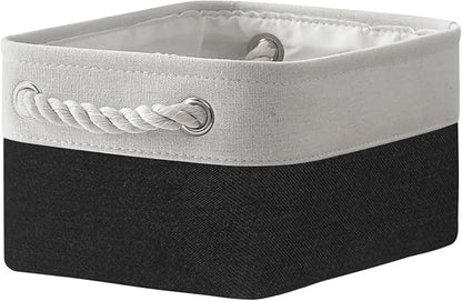 TheWarmHome Storage Bins for Shelves - 12x8x5.2 inch 1 Pack Storage Baskets for Gifts Empty for Closet Organizing Dog Gift Cloth Toy Cubes Box (White & Black)