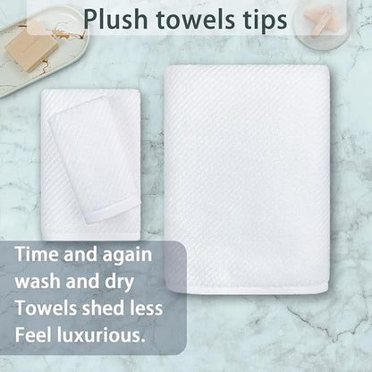 VOOVA & MOVAS White Towels for Bathroom, 100% Cotton | Quick Dry | Soft | Thick, 3 Piece Towel Set, 1 Large Bath 30" x 56", 1 Hand 18" x 28", 1 Wash Cloth 13" x 13", Bathroom Essentials