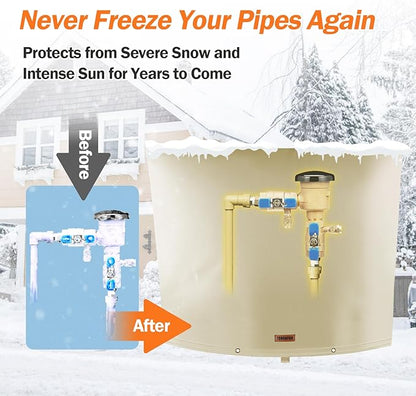 TOHONFOO Backflow Preventer Pipe Insulation Cover (5°F) - Irrigation Sprinkler Valve Insulated Pouch - Water Well Pump Cover - Sturdy 5 Layers for Winter Freeze Protection, 34" W x 24" H, Beige