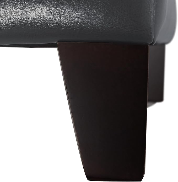Adeco Bonded Leather Square Tufted Cubic Cube Storage Footstool, 18" Inch Ottomans & Storage Ottomans, With Lid, Dim Gray