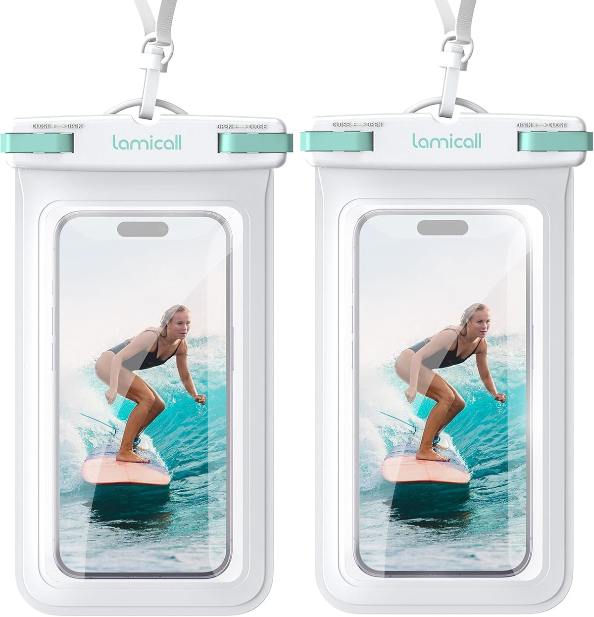 Lamicall 2 Pack Green White Cell Phone Bag, for Mother Mom, Birthday Gift for Father Teens Girls Boys Phone Pouch