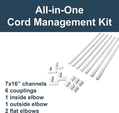 Legrand Wiremold C110S Cordmate 108 Inch 17 Piece Cord Cover Kit, Organizer for Wall, Holds 1 Cord or Cable, Sustainable Packaging, White (1 Pack)