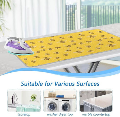 Yellow Bees Honey 01 Ironing Mat for Table top Portable Ironing Pad Blanket for Washer Dryer Countertop Travel