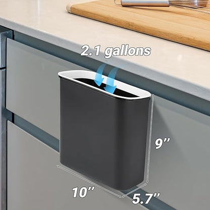 Skyflame 2.1 Gallon Magnetic Garbage Can, BBQ Grills Utensils Organizer Holder, Wall-Mounted Hanging Trash Bin for Kitchen, Cabinet, Door, Bedroom, Bathroom, Camping