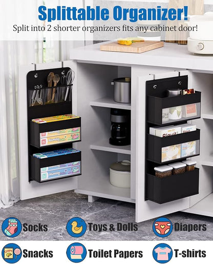 Over Door Organizer, 6 Shelf Camper Storage for RV Bathroom, Behind The Door Storage, Hanging Organizers for Toy Diaper Bedroom Closet (Black)