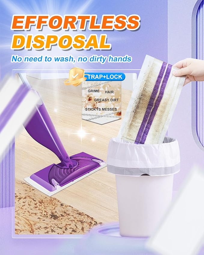 Spray Mop Pad Refill Compatible with Swiffer WetJet Mop, Disposable Multi Surface Floor Mop Pads, Thickness & Absorbent, 24 Count