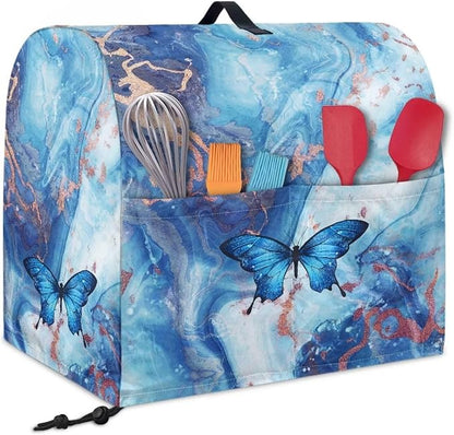 Blue Marble and Butterfly Mixer Covers Stand Mixer Dustproof Cover Compatible with Kitchen Aid Mixer Washable Stand Mixer Covers for 4.5-5 Qt Mixer