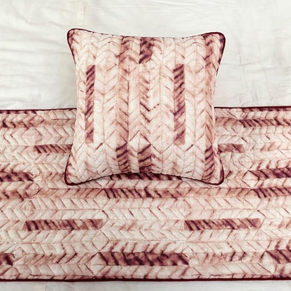 The HomeCentric King/Queen/Twin Maroon & Ivory Decorative King 90"x18" Bed Runner with Pillow Cover, Tie & Dye, Beaded & Quilted Bed Scarf on Cotton Fabric - Tie Dye Love