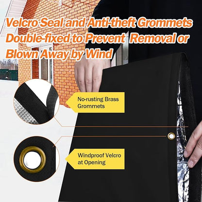 Backflow Preventer Pipe Insulation Cover (5°F) - Irrigation Sprinkler Valve Insulated Pouch - Water Well Pump Cover - Sturdy 5 Layers for Winter Freeze Protection, 36" W x 30" H, Black