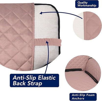 PureFit Reversible Quilted Sofa Cover, Water Resistant Slipcover Furniture Protector, Washable Couch Cover with Non Slip Foam and Elastic Straps for Kids, Dogs, Pets (Small, Pink/Beige)