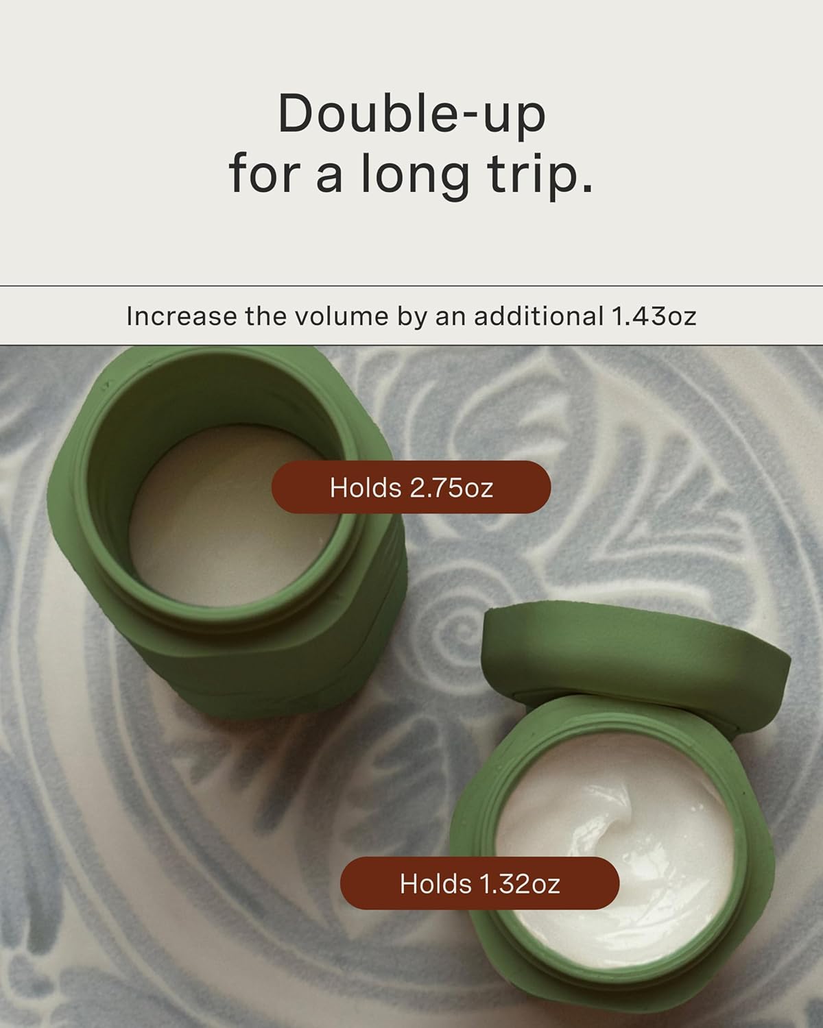 Cadence Extender - Add On to Any Flex Magnetic Containers with Lids,Extension to Travel Bottles for Toiletries - Carry On Travel Essentials For Women/Men - Adds Additional 1.43 fl oz - 3pk, Eucalyptus
