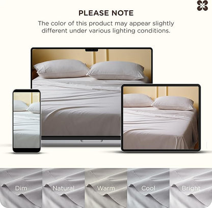 Bedsure Cooling Sheets, Rayon Derived from Bamboo & Cotton Blend, GentleSoft, Breathable, King Size Sheets Set, Deep Pocket Up to 18 Inches, Hotel Luxury Bedding for Hot Sleepers, Grey