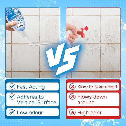 Mold Stain Remover Gel - Tile Grout Cleaner with Brush, Bleach Gel Washing Machine Cleaner Front Loader, Grout Cleaning Whitener for Bathroom Shower & Kitchen Sink, Non-Toxic, 10 fl oz 2 Pack