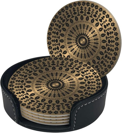 Drink Coasters with Holder Stand Set of 6