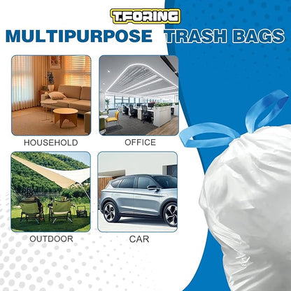 Small Trash Bags 4 Gallon with Drawstring, 1.1 Mil 15 Liter White Thick Unscented Small Plastic Garbage Bags for Bathroom, Wastebasket Liners for Toilet Home Office and Bedroom (4 Gal-120)